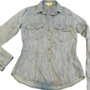 Coth & Stone Women's Denim Button Down white wash top extra small
